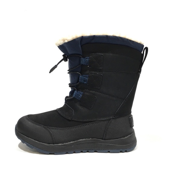 UGG BELLEMORE WEATHER WATERPROOF BOOTS -BLACK / BLUE LEATHER -KIDS US 2 -NEW - Picture 4 of 9